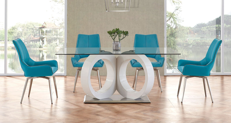 Global Furniture D9002 Turquiose White 5pc Dining Room Set