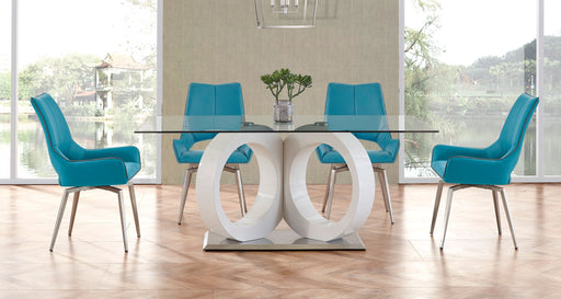 Global Furniture D9002 Turquiose White 5pc Dining Room Set