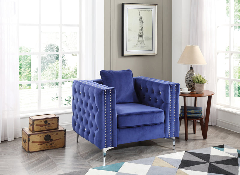 Glory Furniture Paige Blue Velvet Chair
