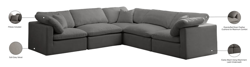 Meridian Furniture Plush Cream Modular 5pc Sectional