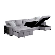 Home Elegance Pompano Beige Sectional with Right Chaise and Pull Out Bed