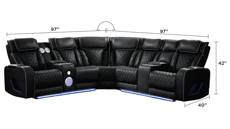 Galaxy Home Fortuner Black Sectional