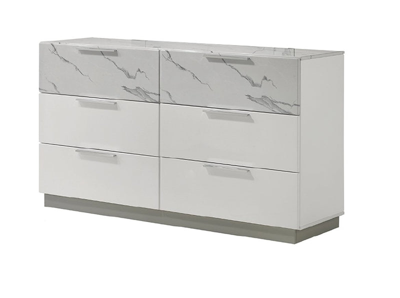 Galaxy Home Mist White Dresser and Mirror