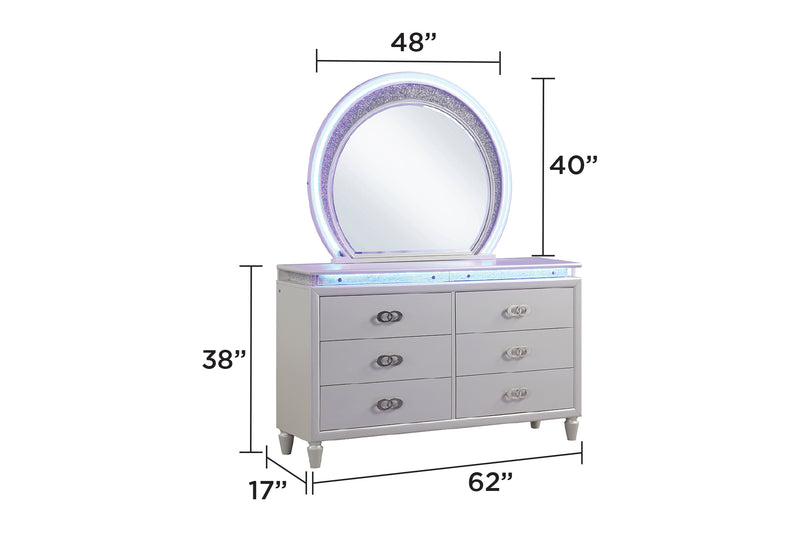 Galaxy Home Perla Milky White Wood Dresser