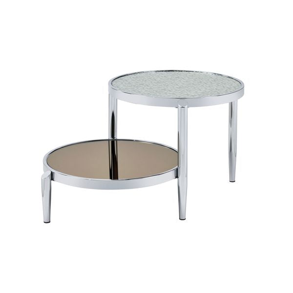Acme Furniture Abbe Clear Chrome 3pc Coffee Table Set