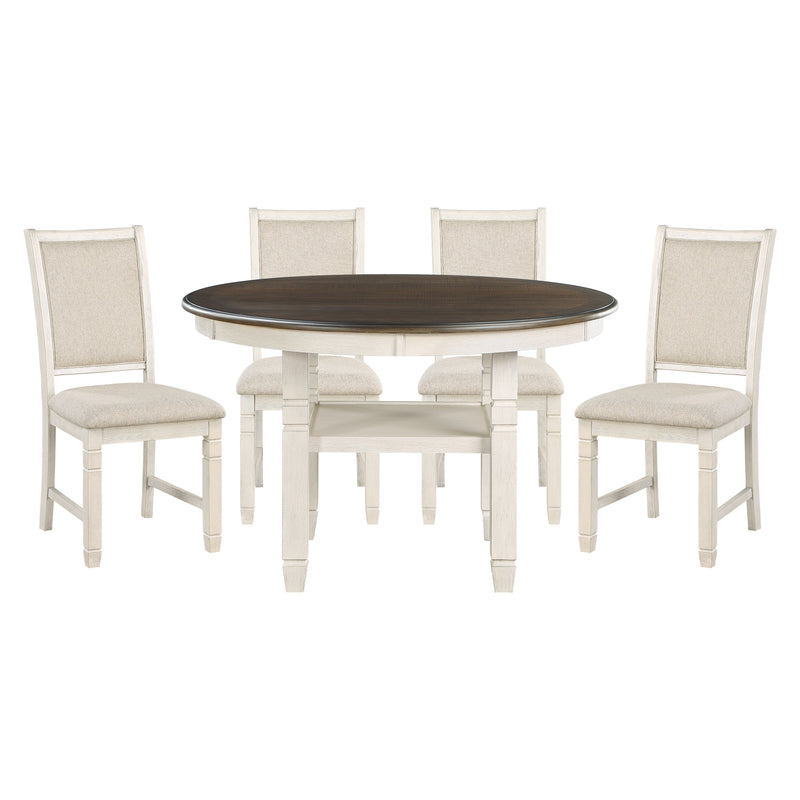 Home Elegance Asher Brown White Beige 5pc Dining Room Set