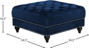 Meridian Furniture Sabrina Navy Velvet Ottoman