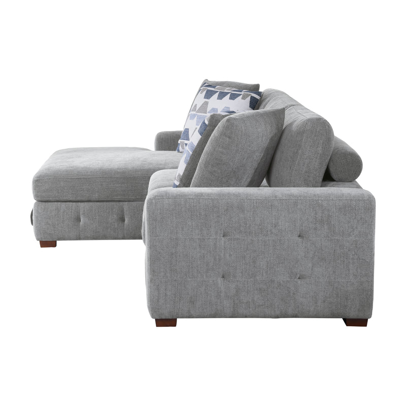 Home Elegance Raife Gray 3pc Sectional with Left Chaise and Ottoman