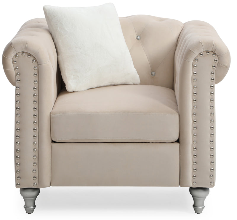 Glory Furniture Raisa Beige Velvet Chair