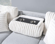 Global Furniture U0204 Light Grey White Reversible Pull Out Sofa Bed