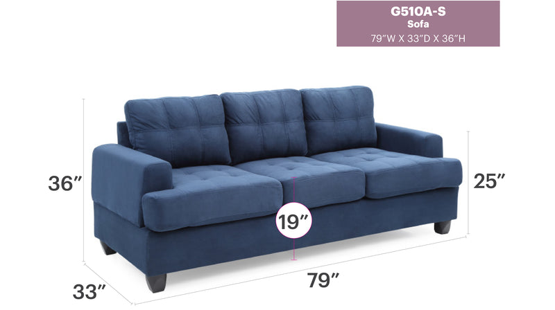 Glory Furniture Sandridge Navy Blue Sofa