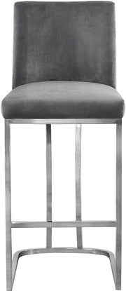 Meridian Furniture Heidi Grey Velvet Chrome Counter Height Stool