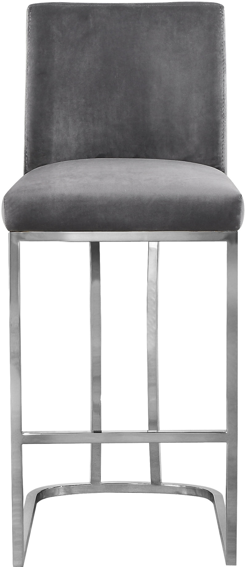 Meridian Furniture Heidi Grey Velvet Chrome Counter Height Stool