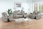 New Classic Furniture Breckenridge Light Gray Console Loveseat with Power Footrest and Headrest