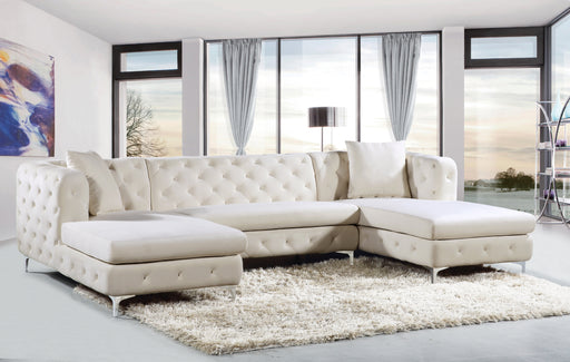 Meridian Furniture Gail Grey Velvet 3pc Sectional
