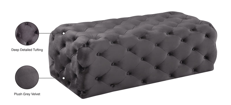 Meridian Furniture Casey Black Velvet Ottoman