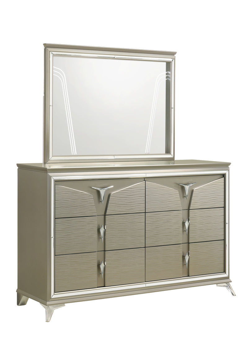 Galaxy Home Samantha Olive Silver Dresser and Mirror