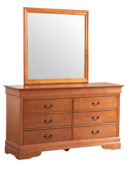 Glory Furniture Louis Phillipe Traditional Oak Dresser and Mirror