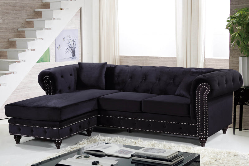 Meridian Furniture Sabrina Navy Velvet 2pc Reversible Sectional