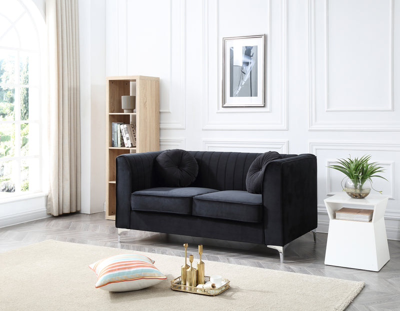 Glory Furniture Delray Black Velvet Microsuede Loveseat