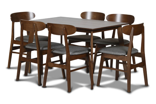 New Classic Furniture Morocco Walnut Brown Light Gray 7pc Dining Room Set