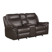 Home Elegance Aram Brown Faux Leather 2pc Living Room Set
