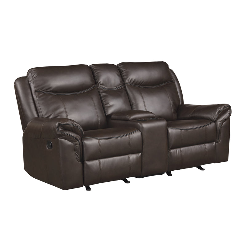 Home Elegance Aram Brown Faux Leather 2pc Living Room Set