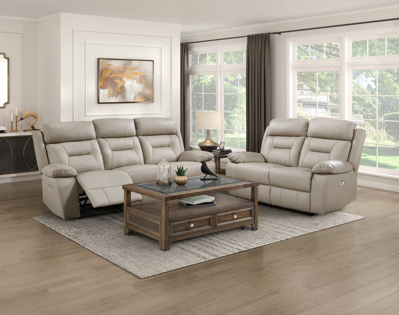 Home Elegance Laconia Gray Power Double Reclining Love Seat