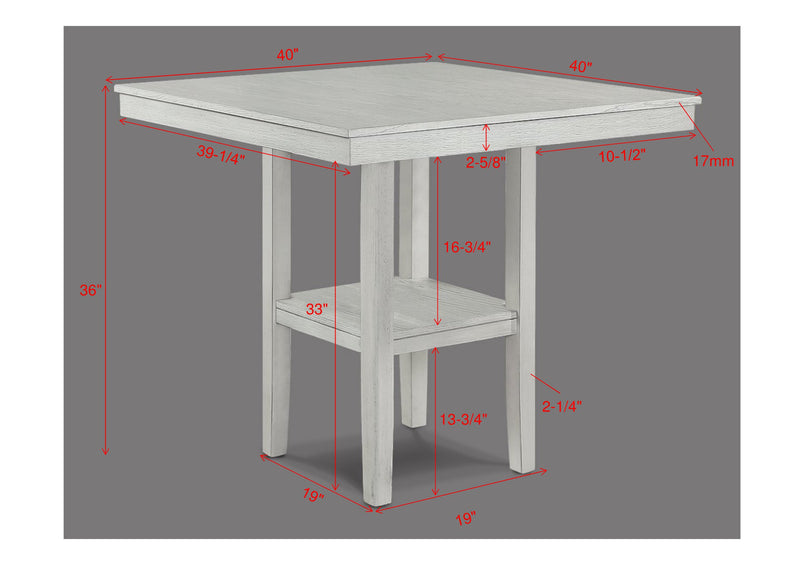 Crown Mark Lester Light Grey 5pc Counter Height Table Set