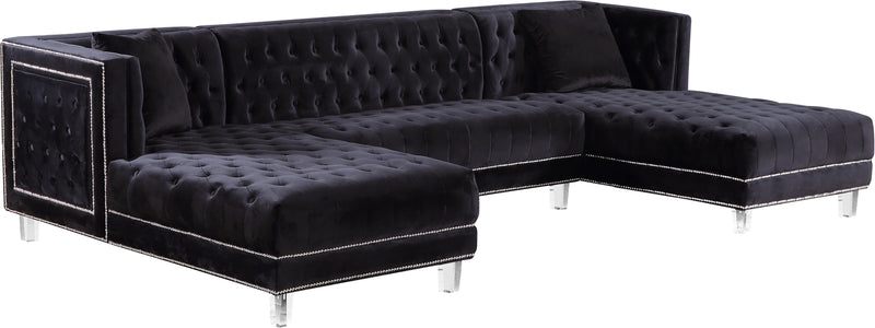 Meridian Furniture Moda Black Velvet 3pc Sectional