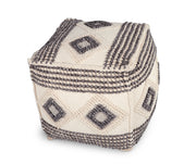 Steve Silver Dalia Beige Square Handwoven Woolen Pouf