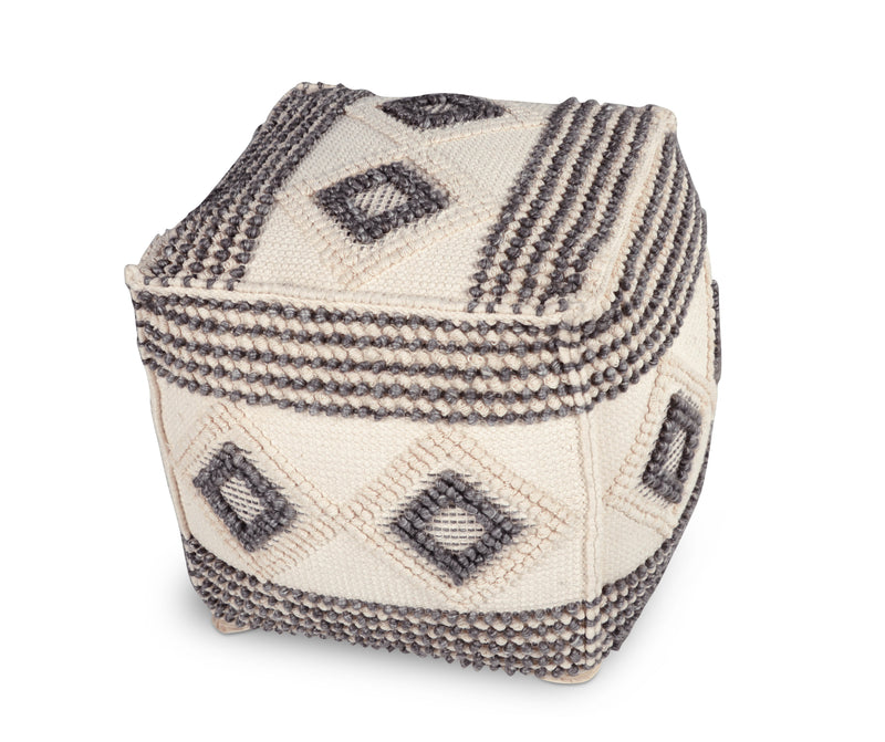 Steve Silver Dalia Beige Square Handwoven Woolen Pouf