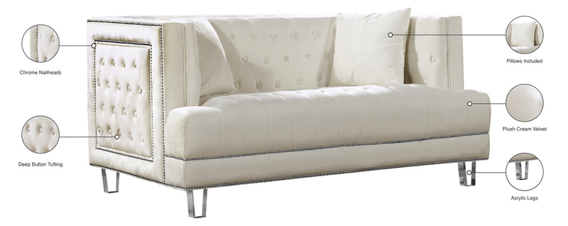 Meridian Furniture Lucas Black Velvet Loveseat
