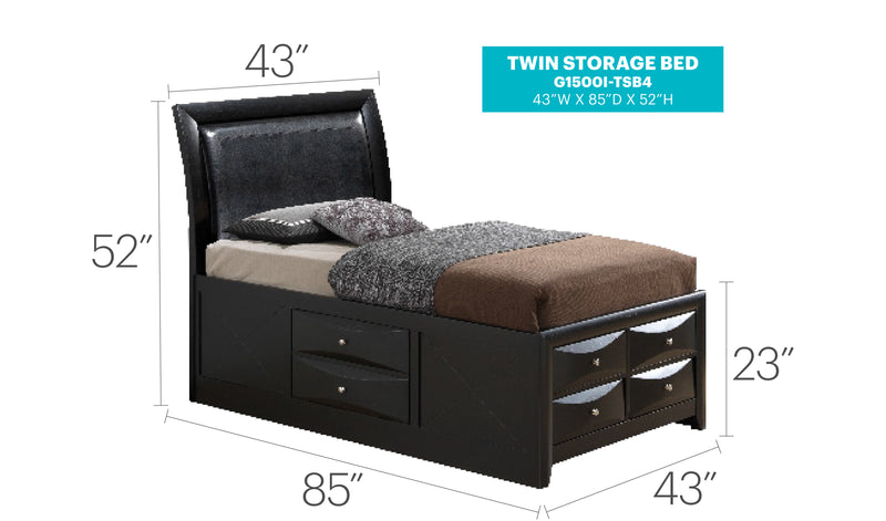 Glory Furniture Marilla White Twin Storage Bed