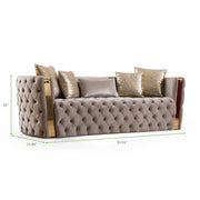 Galaxy Home Naomi Taupe Button Tufted 2pc Living Room Set