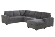 Global Furniture U2660 Grey Sectional with Pull Out