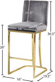 Meridian Furniture Heidi Cream Velvet Gold Counter Height Stool