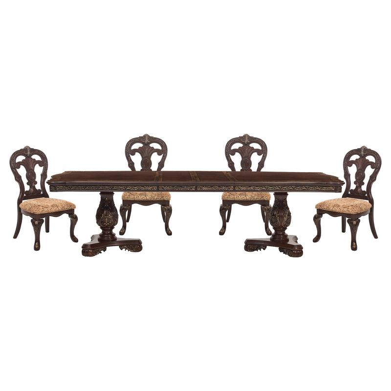 Home Elegance Deryn Park Metallic Cherry 5pc Dining Room Set