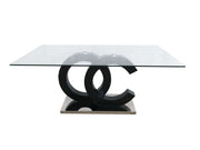 Global Furniture D2207 Black Clear Silver Dining Table