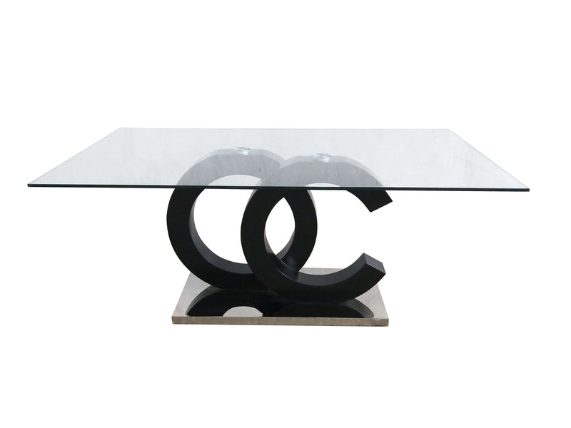 Global Furniture D2207 Black Clear Silver Dining Table