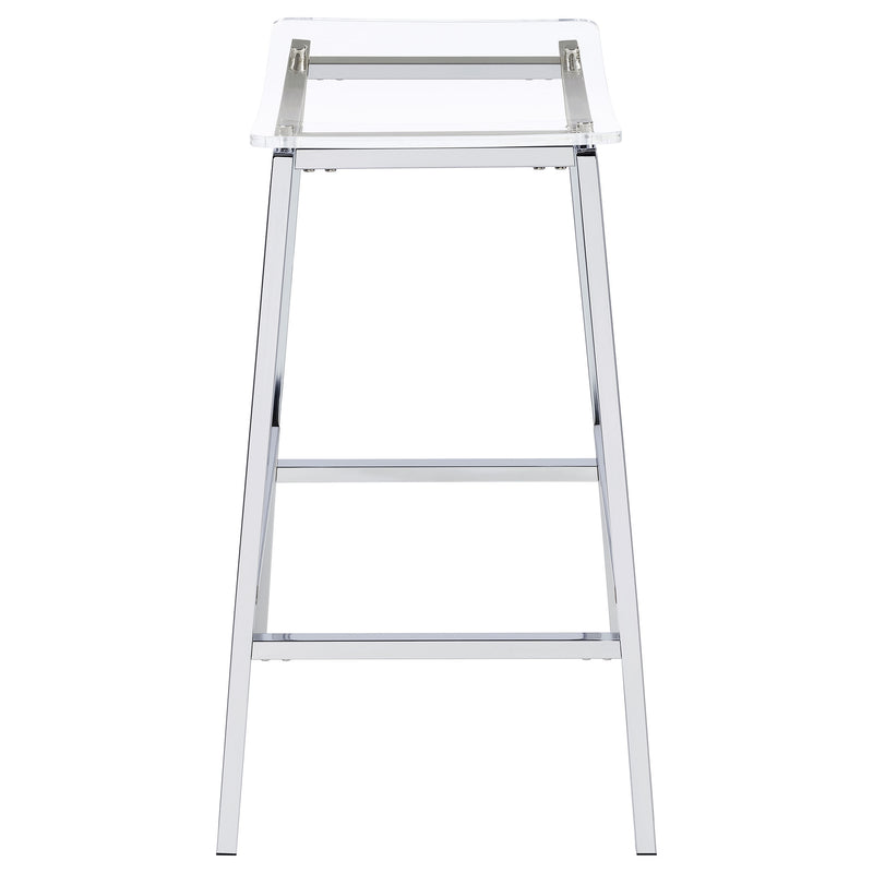 2 Coaster Furniture Jovani Clear Chrome Backless Bar Stools