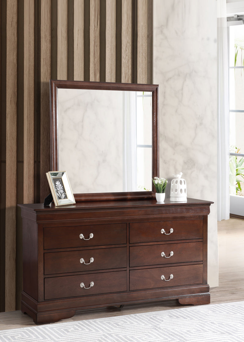 Glory Furniture Louis Phillipe Traditional Beige Dresser and Mirror