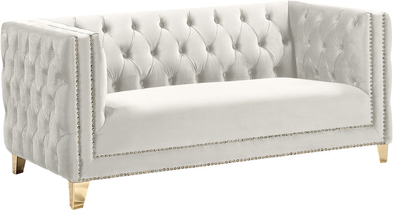 Meridian Furniture Michelle Cream Velvet Loveseat