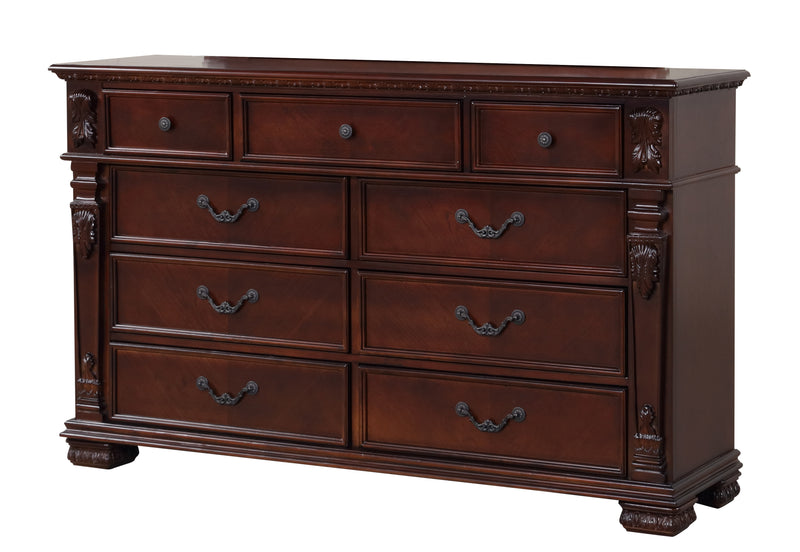 Glory Furniture Lyndon Cherry 9 Drawer Dresser
