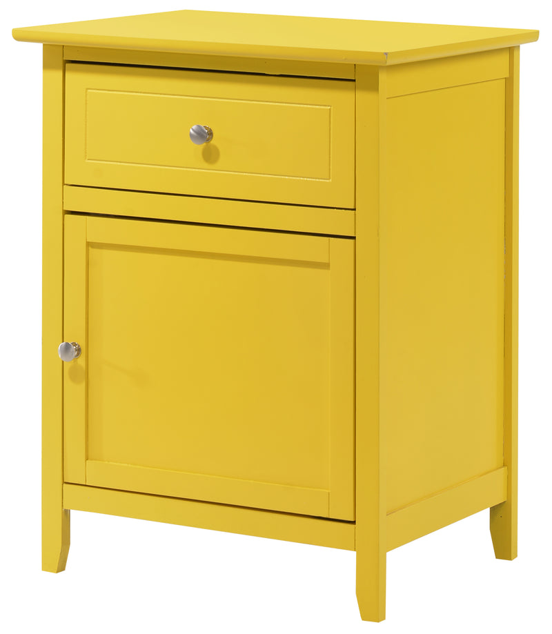 Glory Furniture Izzy Yellow 1 Drawer 1 Door Nightstand