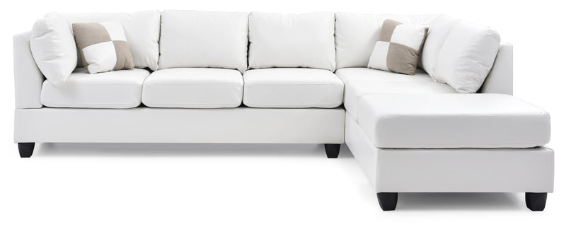 Glory Furniture Malone White Faux Leather Sectional