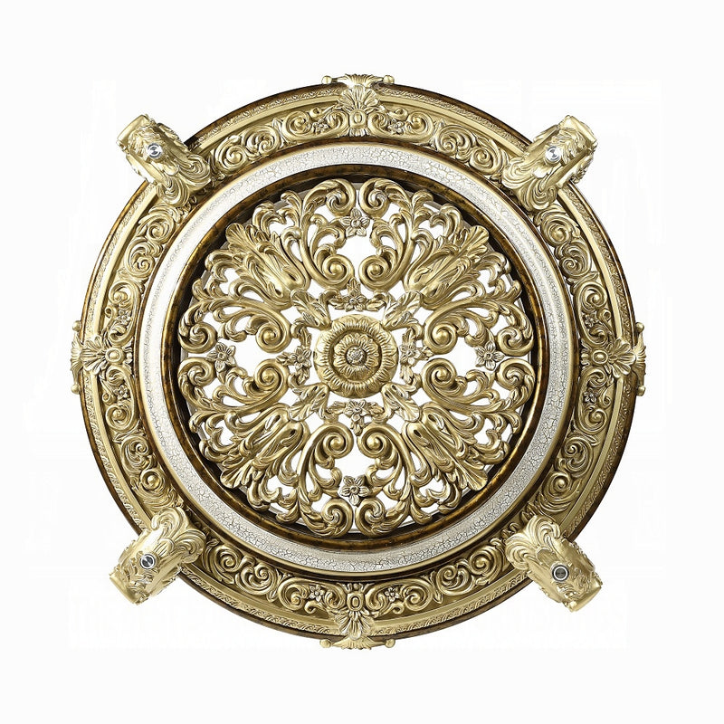 Acme Furniture Desiderius Antique Gold Brown 5pc Dining Room Set