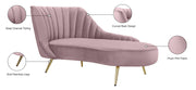 Meridian Furniture Margo Pink Velvet Chaise