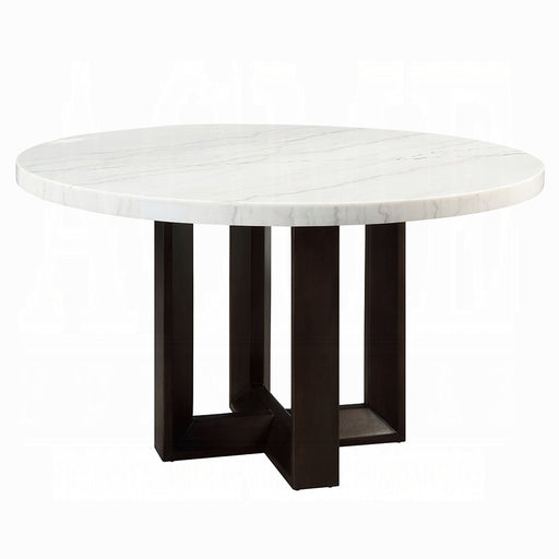 Acme Furniture Edwyn White Natural Espresso Round Dining Table