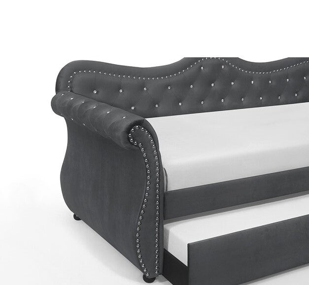 Galaxy Home Abby Navy Velvet Trundle Daybed